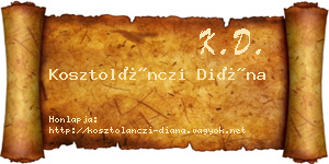 Kosztolánczi Diána névjegykártya